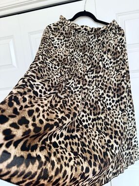 Leopard-Print A-Line Midi Skirt - Black & Tan